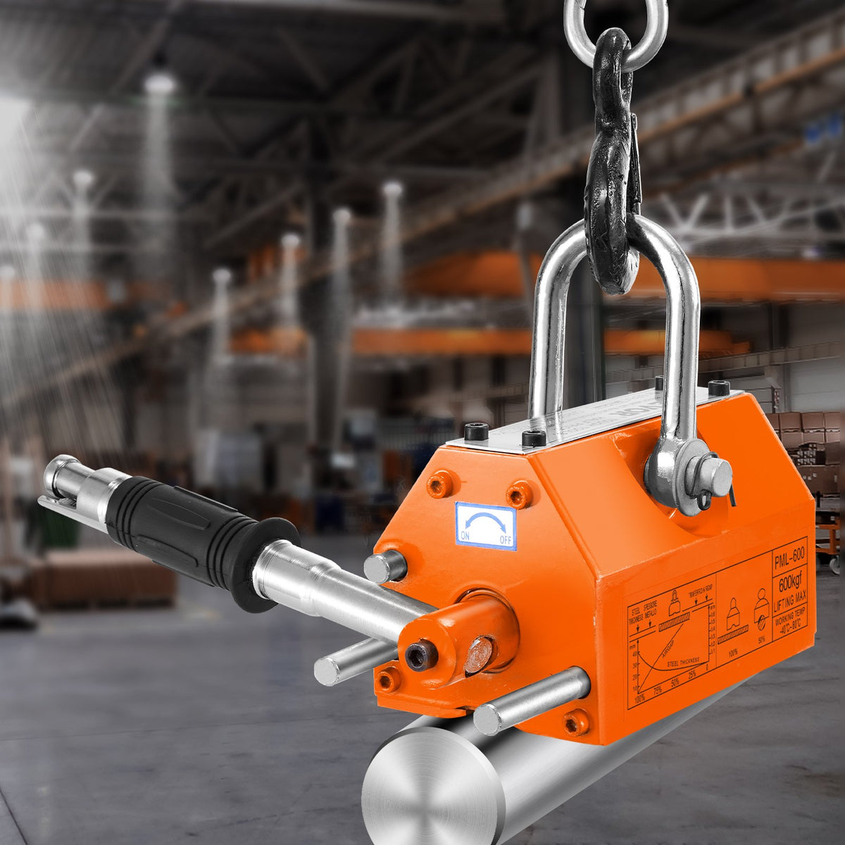 600 kg Magnetic Lifter with 2.5 Safety Factor Neodymium Steel Permanent Lift Magnet