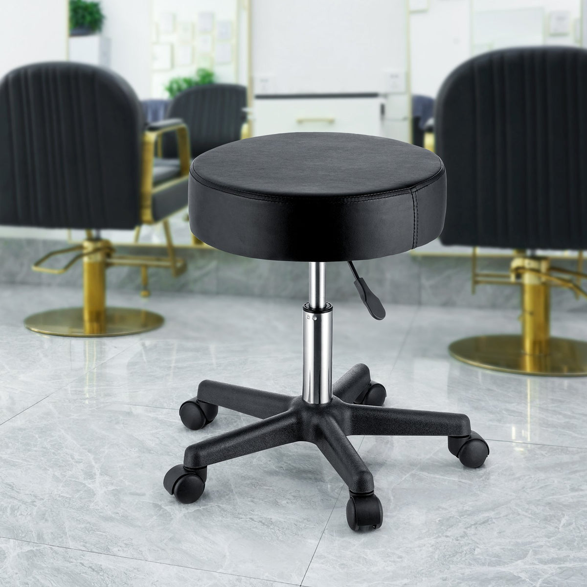 Adjustable Rolling Stool with Wheels 400 lbs Swivel Seat Chair
