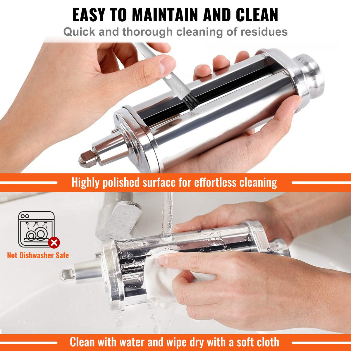 Pasta Attachment for KitchenAid Stand Mixer Stainless Steel Sheet Roller