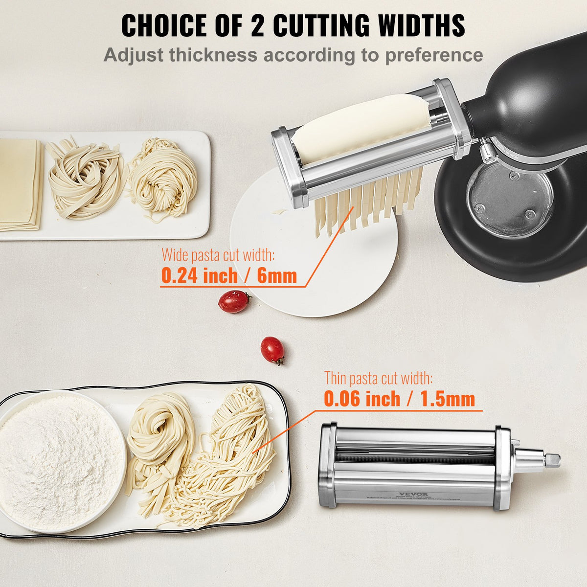 Pasta Attachment for KitchenAid Stand Mixer Stainless Steel Roller Cutter 3PCS