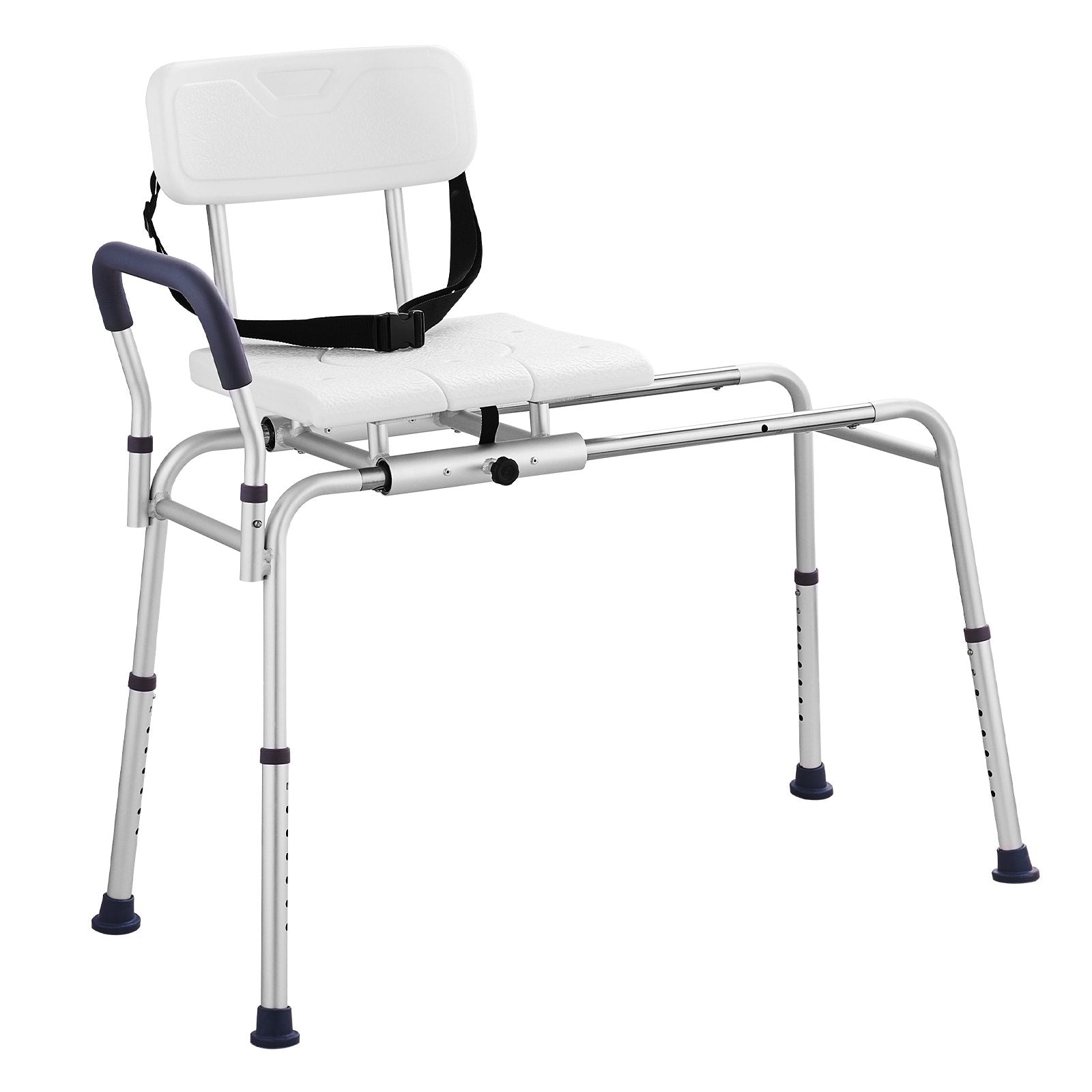 Sliding Tub Transfer Bench Adjustable Seat Backrest Safety Belt Non-Slip 400lbs