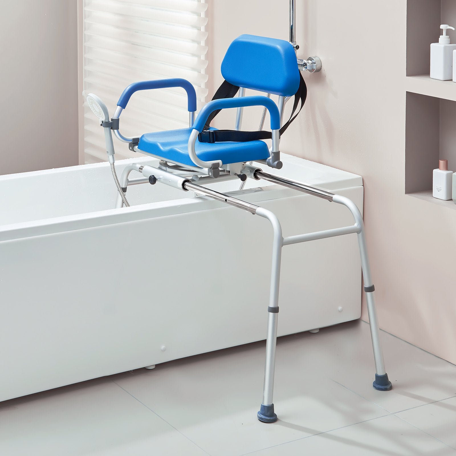 Sliding Tub Transfer Bench Swivel Seat Adjustable Padded Chair