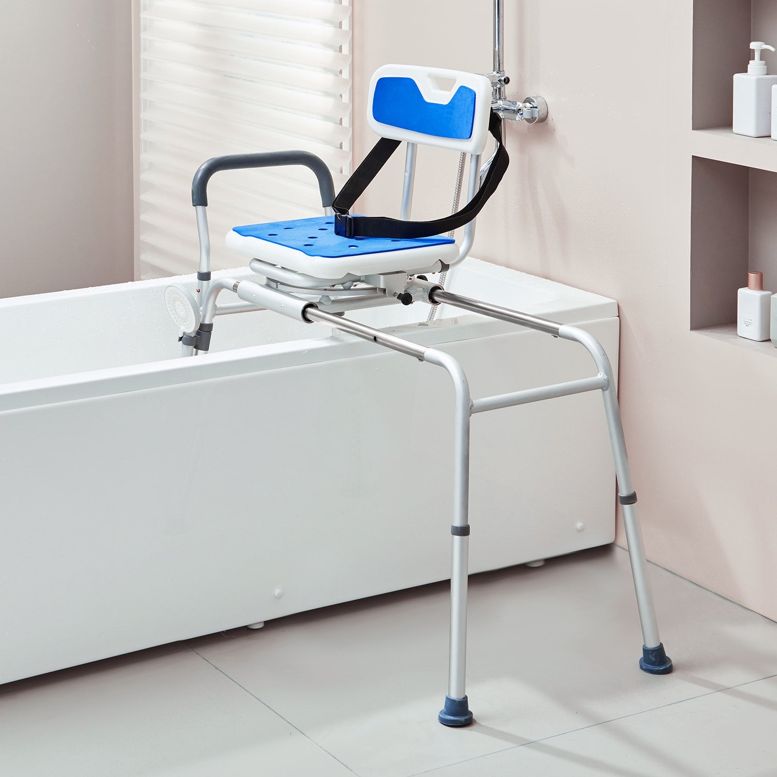 Sliding Tub Transfer Bench 360° Swivel Seat Adjustable withArmrest NonSlip400lbs