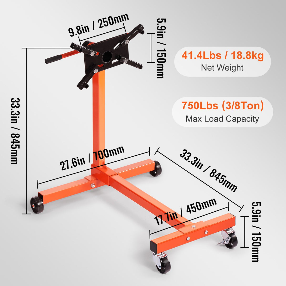 340 kg Rotating Engine Stand with 360° Adjustable Head Cast Iron Motor Doll