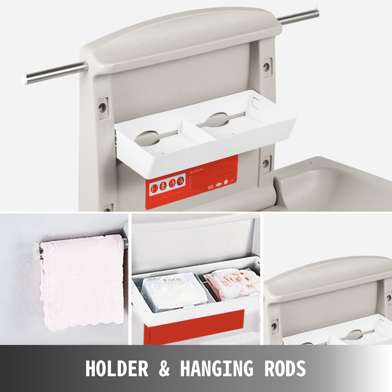 Baby Changing Table Wall-Mounted Fold-Down Vertical Diaper Changing Station