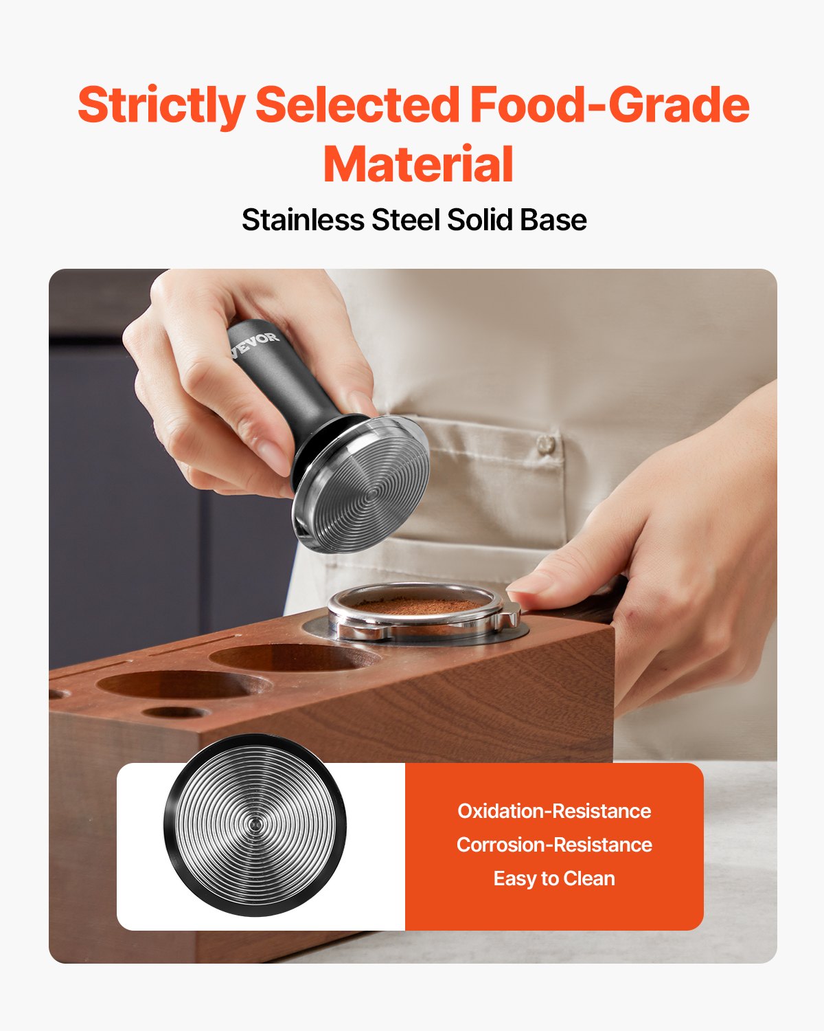 51mm Spring Loaded Espresso Tamper with Non-Slip Grip and 30 lbs Pressure