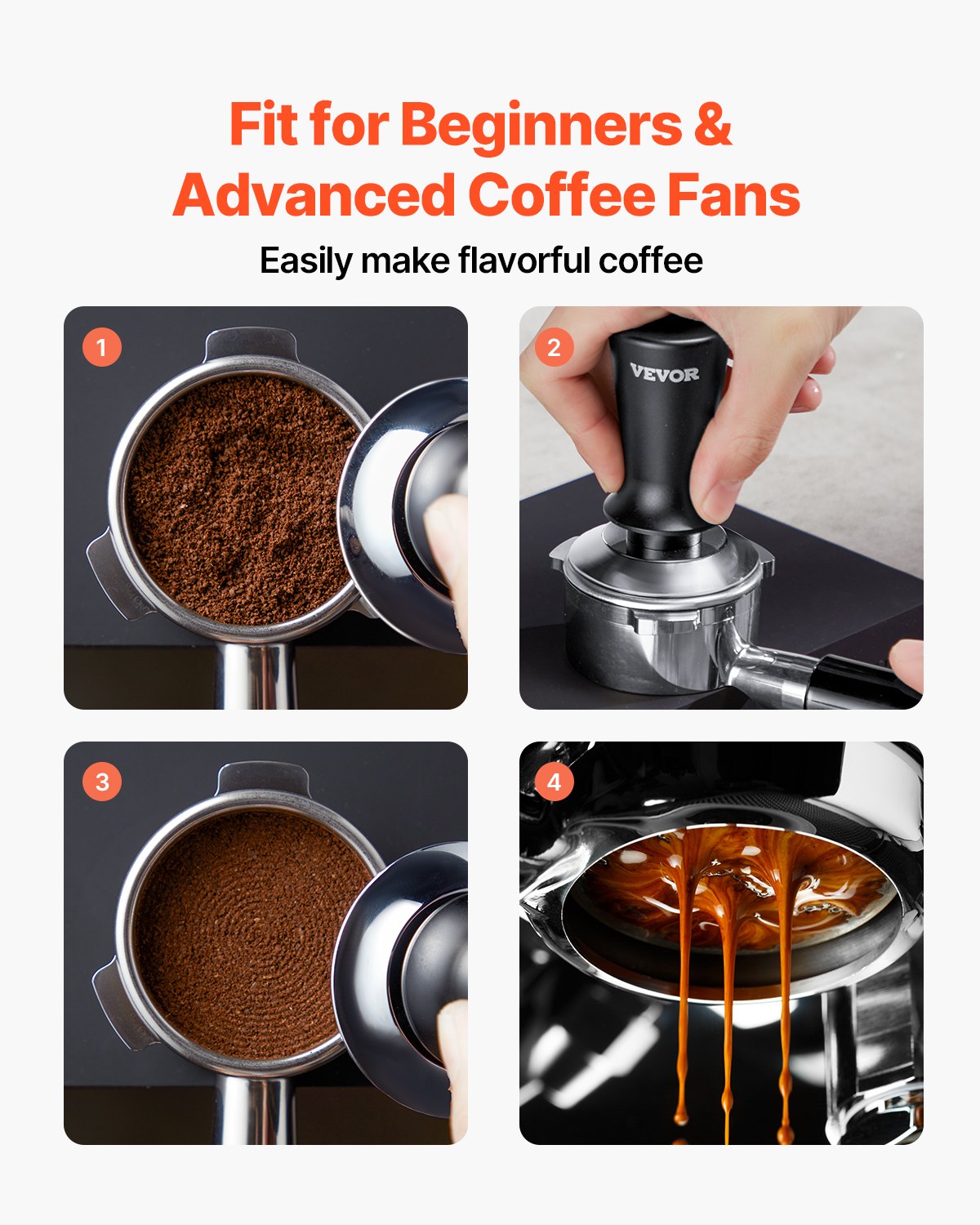 51mm Spring Loaded Espresso Tamper with Non-Slip Grip and 30 lbs Pressure