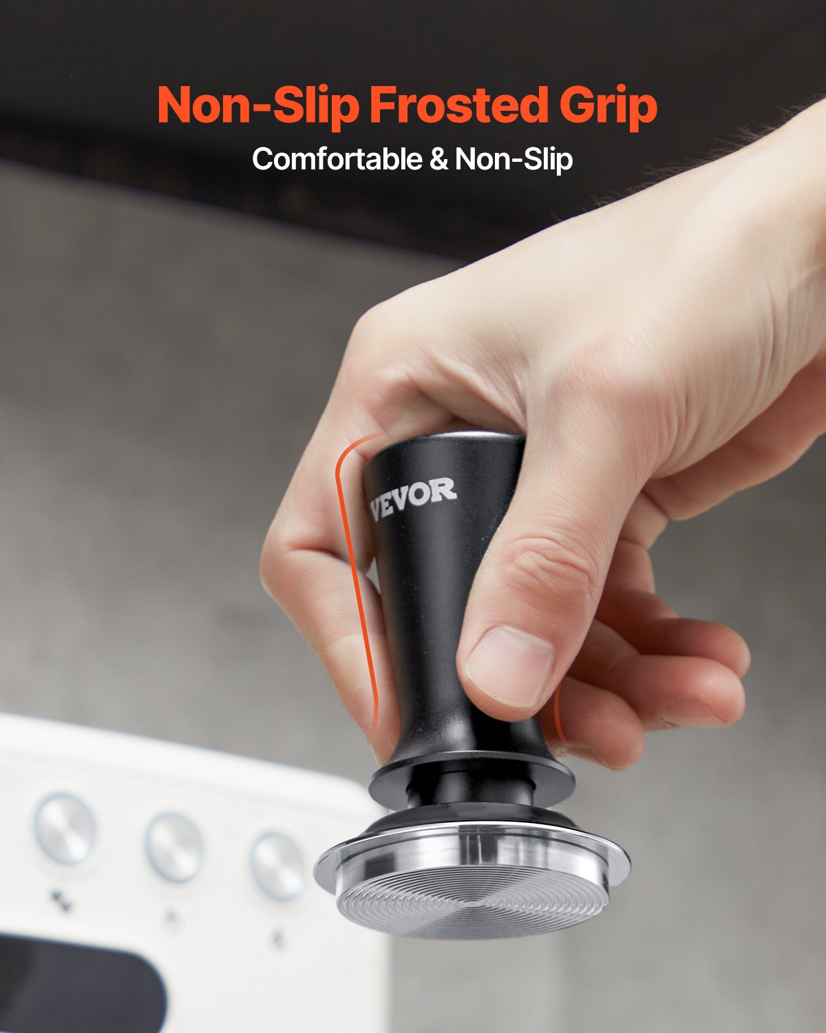 53mm Spring Loaded Espresso Tamper with Non-Slip Grip and 30 lbs Pressure
