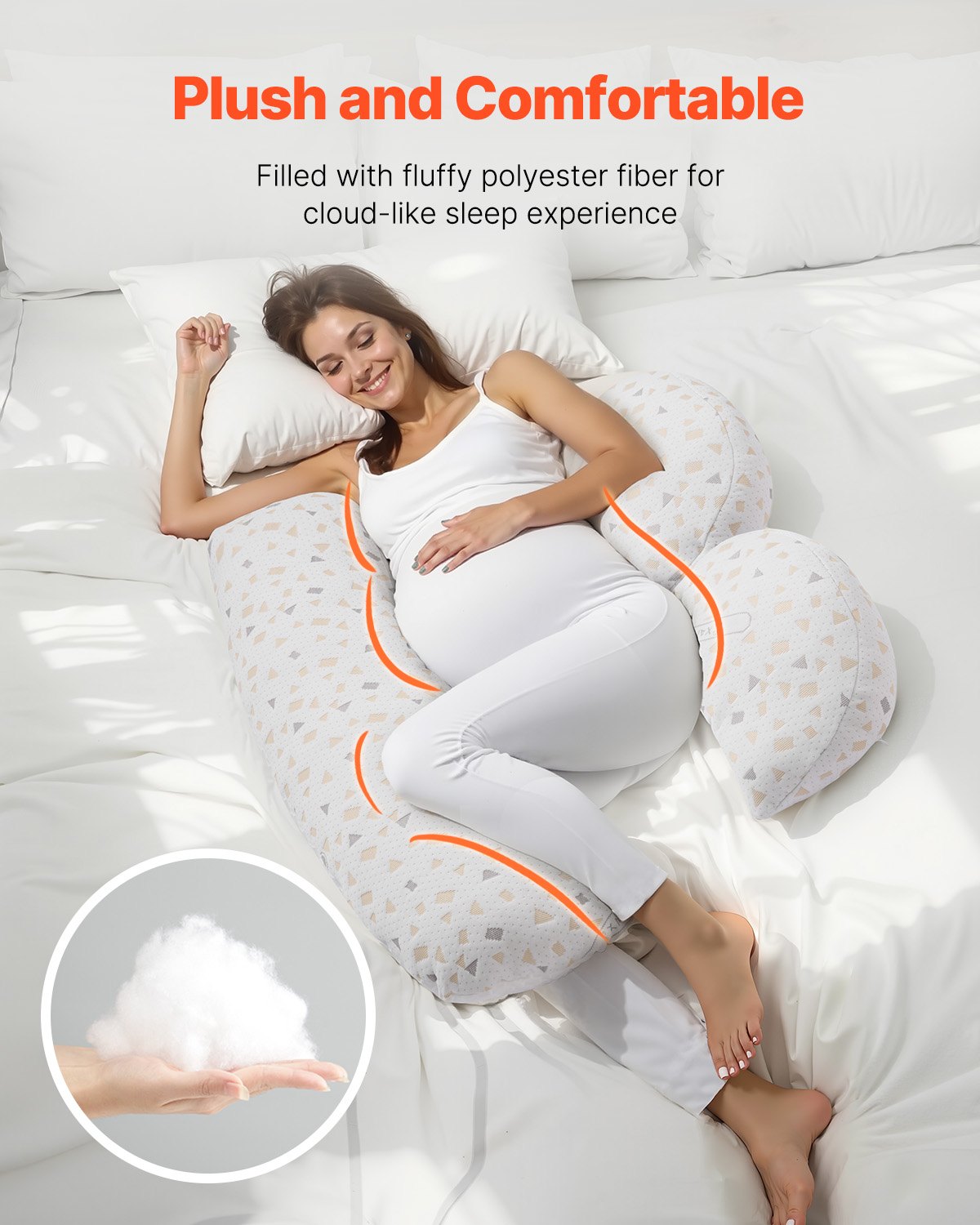 Pregnancy Pillow Adjustable Maternity Body Pillow with Removable Washable Cover
