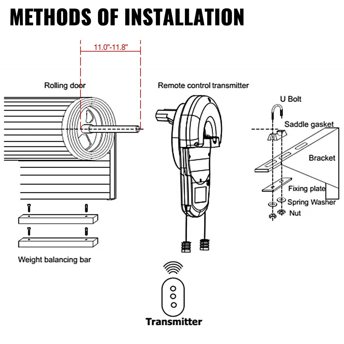 Garage Roller Door Opener 800N 110V Electric Auto Gate Opener Kit with 2 Remotes