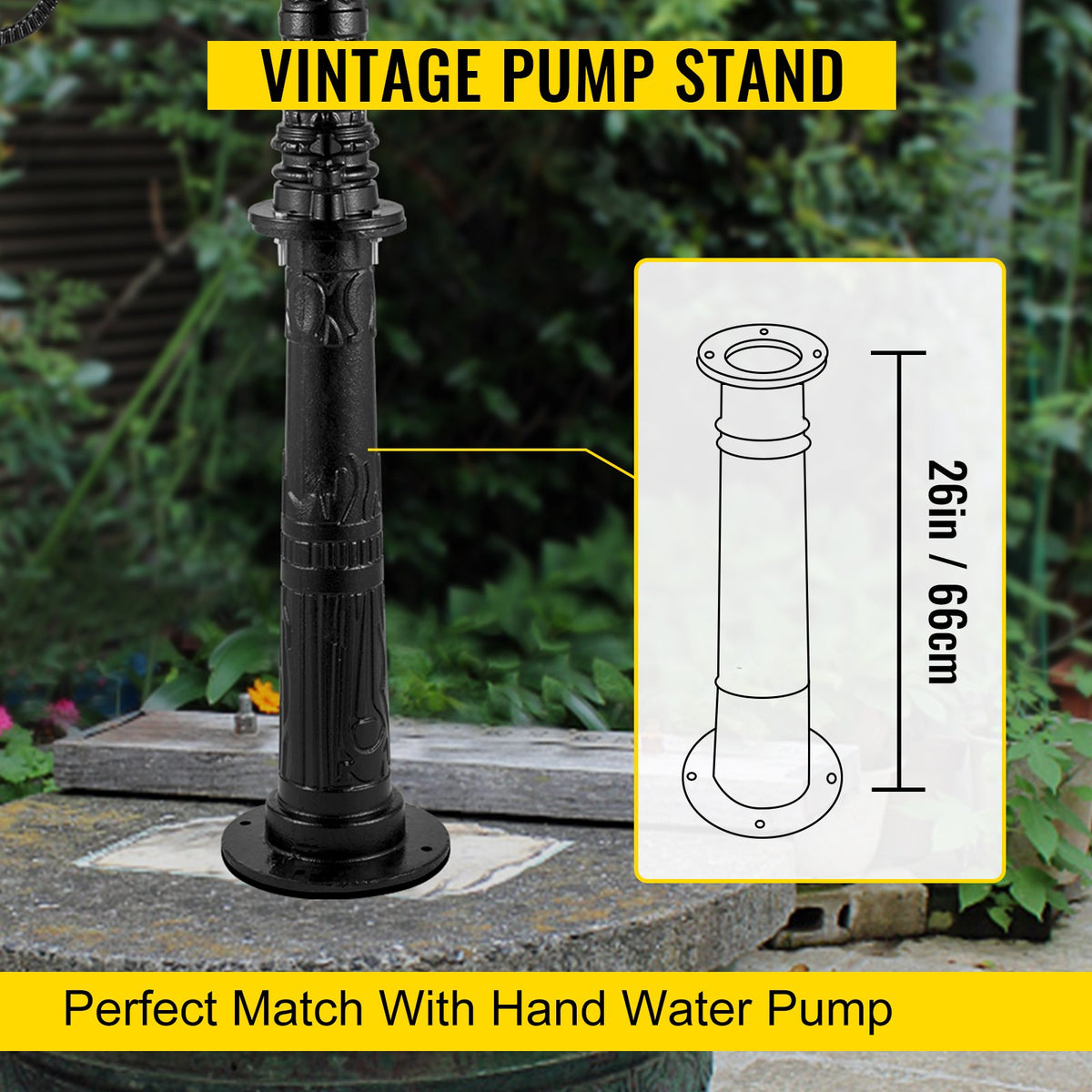 Antique Hand Water Pump Stand Cast Iron Pitcher Well Pump for Home Yard Black