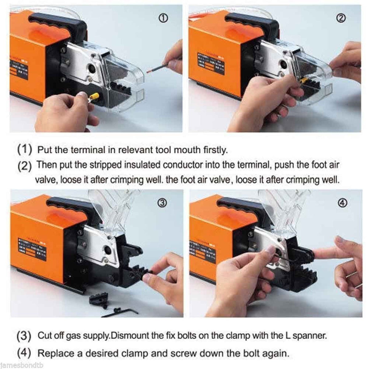 Pneumatic Crimping Tool AM-10 Air Powered Wire Terminal Crimper 16mm2