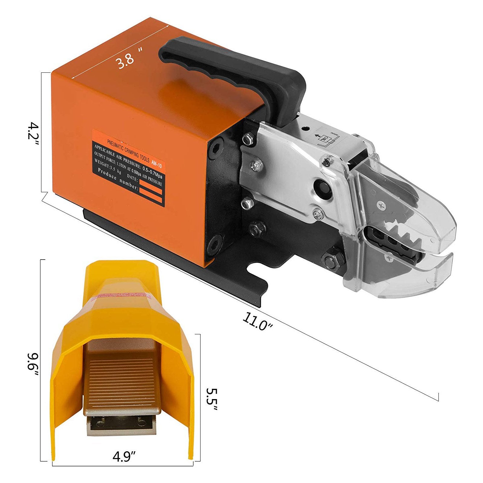 Pneumatic Crimping Tool AM-10 Air Powered Wire Terminal Crimper 16mm2