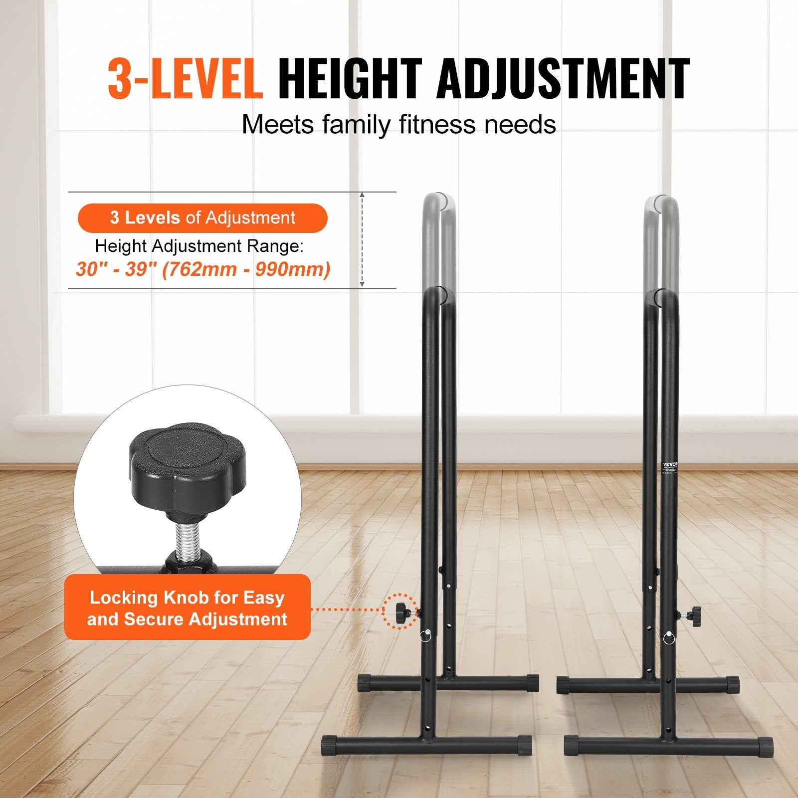 Dip Bars Heavy Duty Dip Stand Station Adjustable Height Fitness Parallel Bars