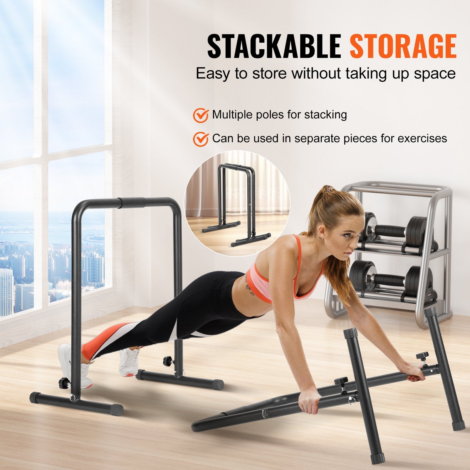 Dip Bars Heavy Duty Dip Stand Station Adjustable Height Fitness Parallel Bars