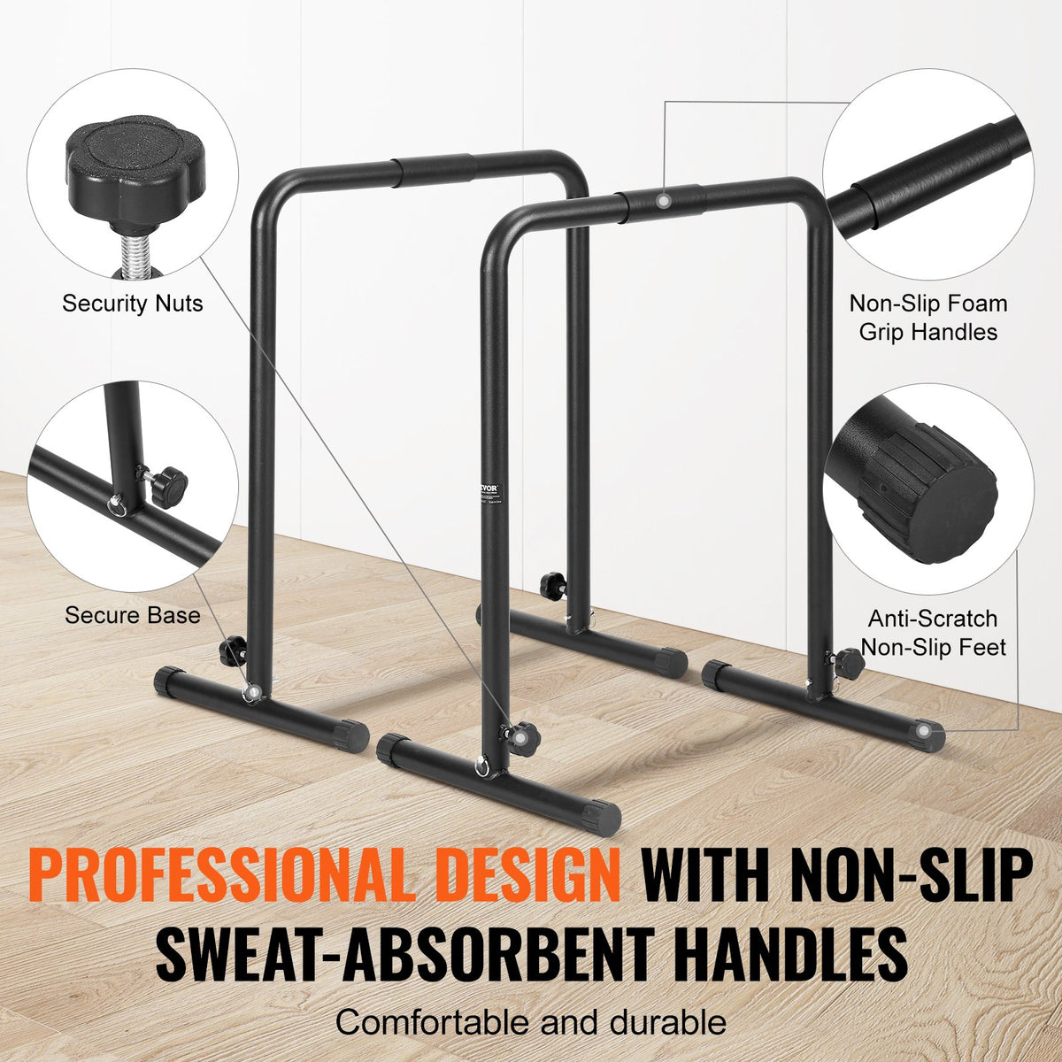 Dip Bars Heavy Duty Dip Stand Station Adjustable Height Fitness Parallel Bars