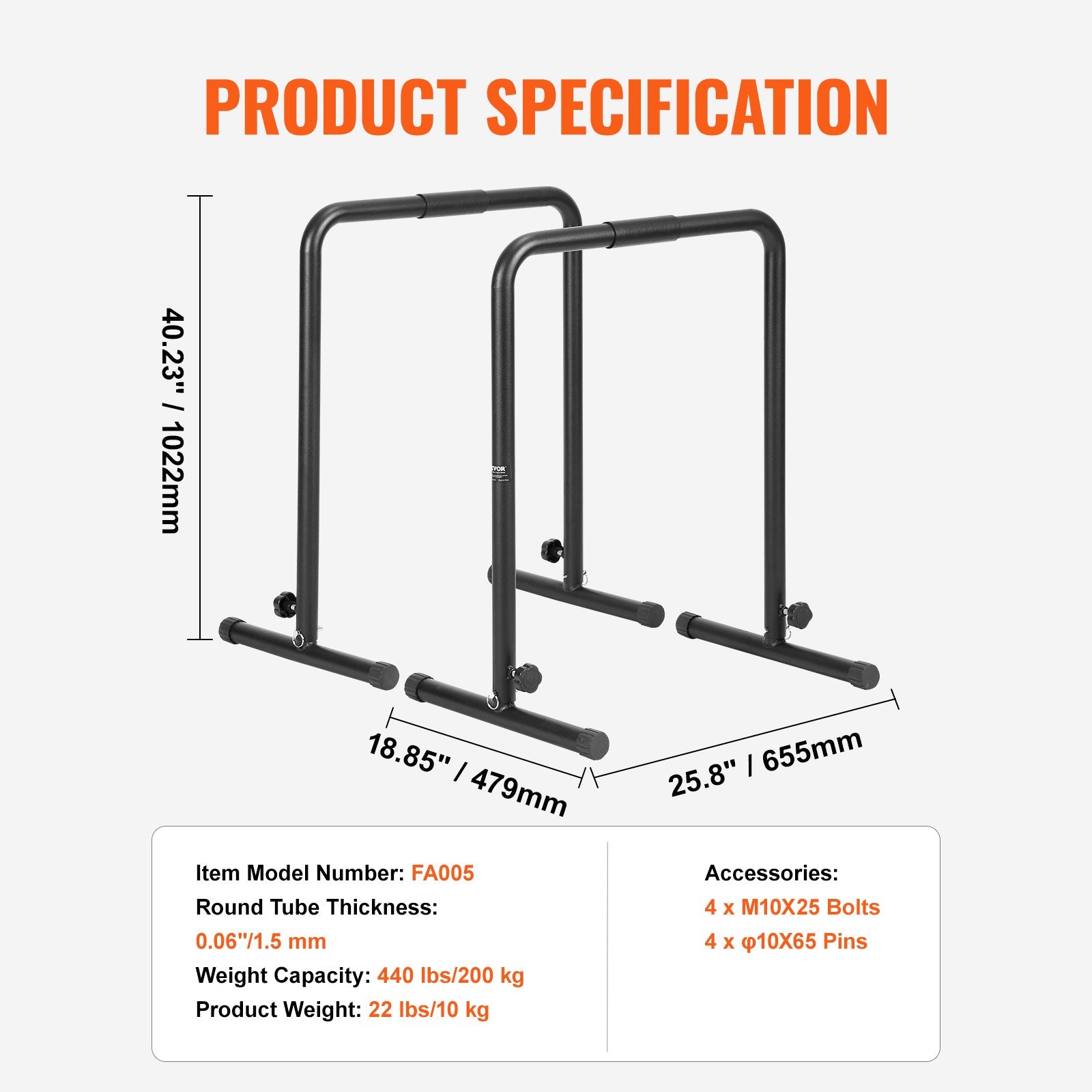 Dip Bars Heavy Duty Dip Stand Station Adjustable Height Fitness Parallel Bars