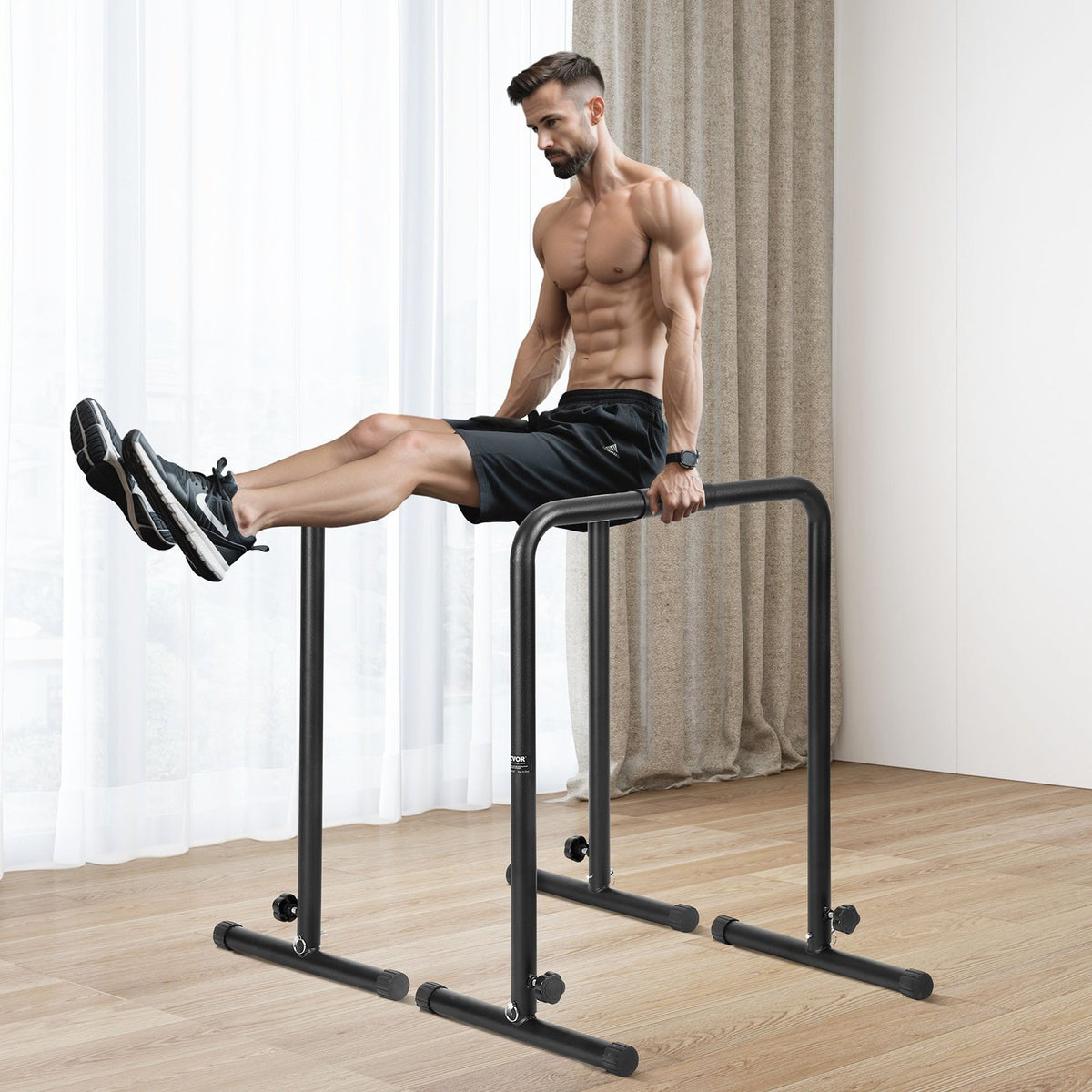 Dip Bars Heavy Duty Dip Stand Station Adjustable Height Fitness Parallel Bars