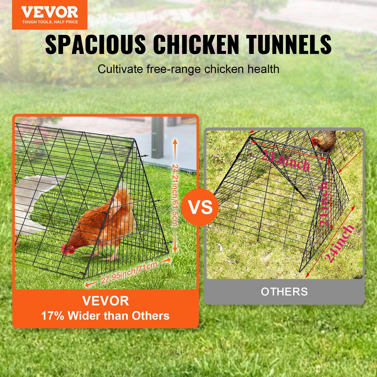 Chicken Tunnels 400x100x61.5cm Portable Outdoor Coop Run with Frames