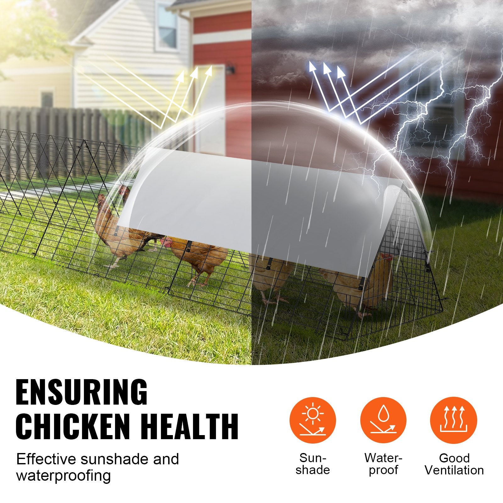 Chicken Tunnels 400x100x61.5cm Portable Outdoor Coop Run with Frames