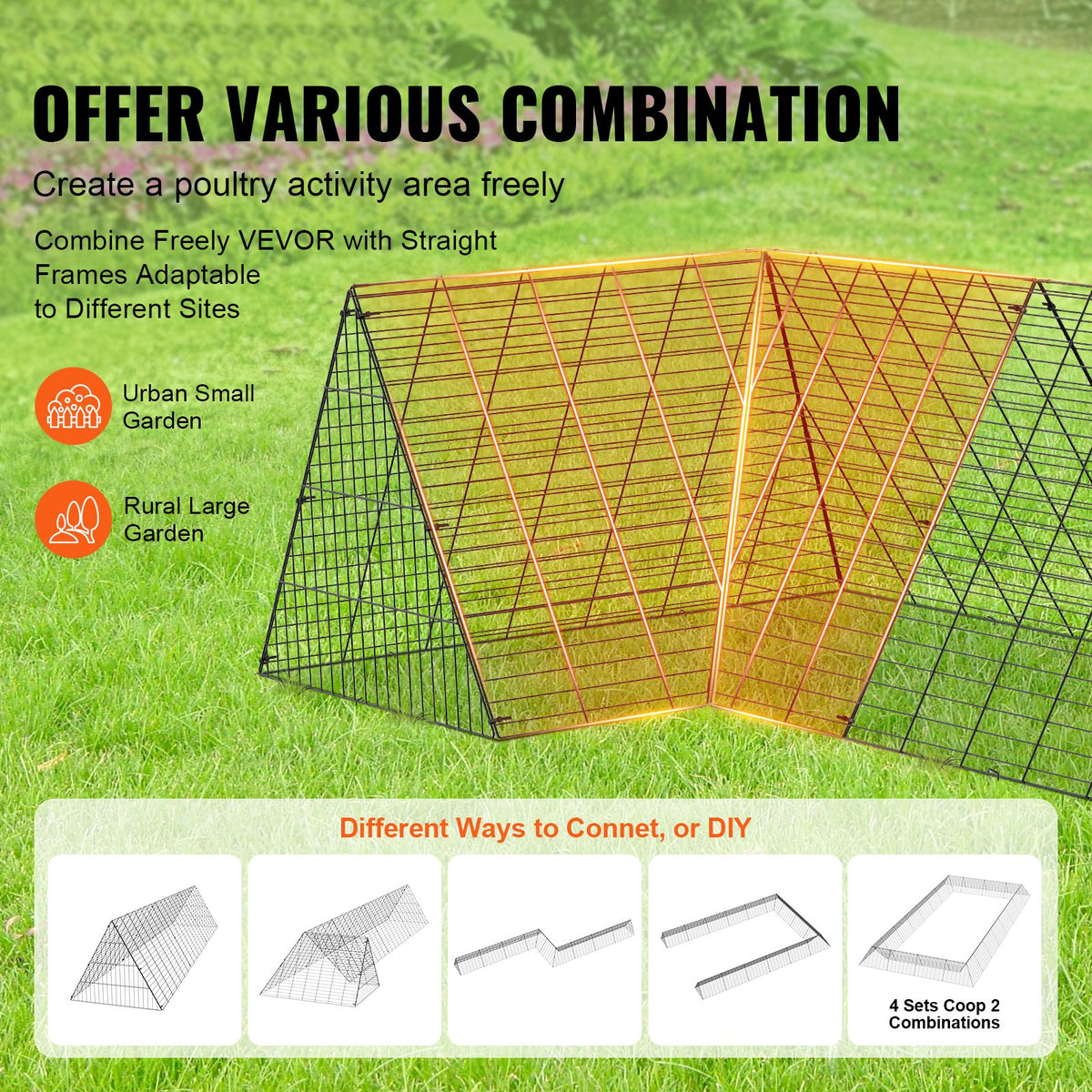 Chicken Tunnels 400x100x61.5cm Portable Outdoor Coop Run with Frames