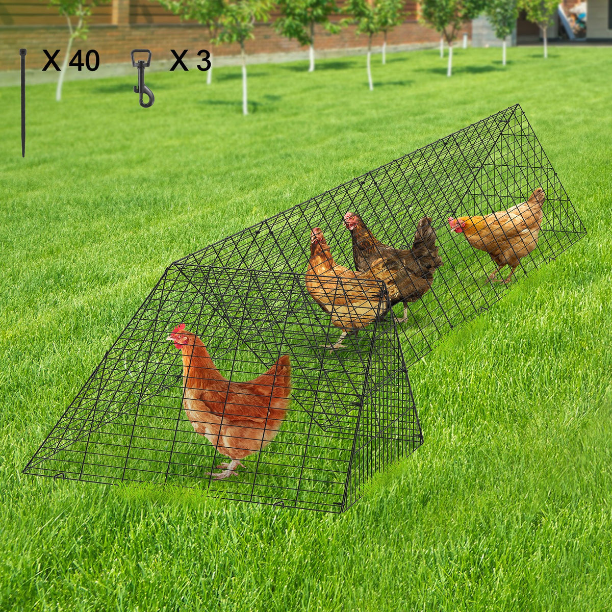 Chicken Tunnels 400x100x61.5cm Portable Outdoor Coop Run with Frames