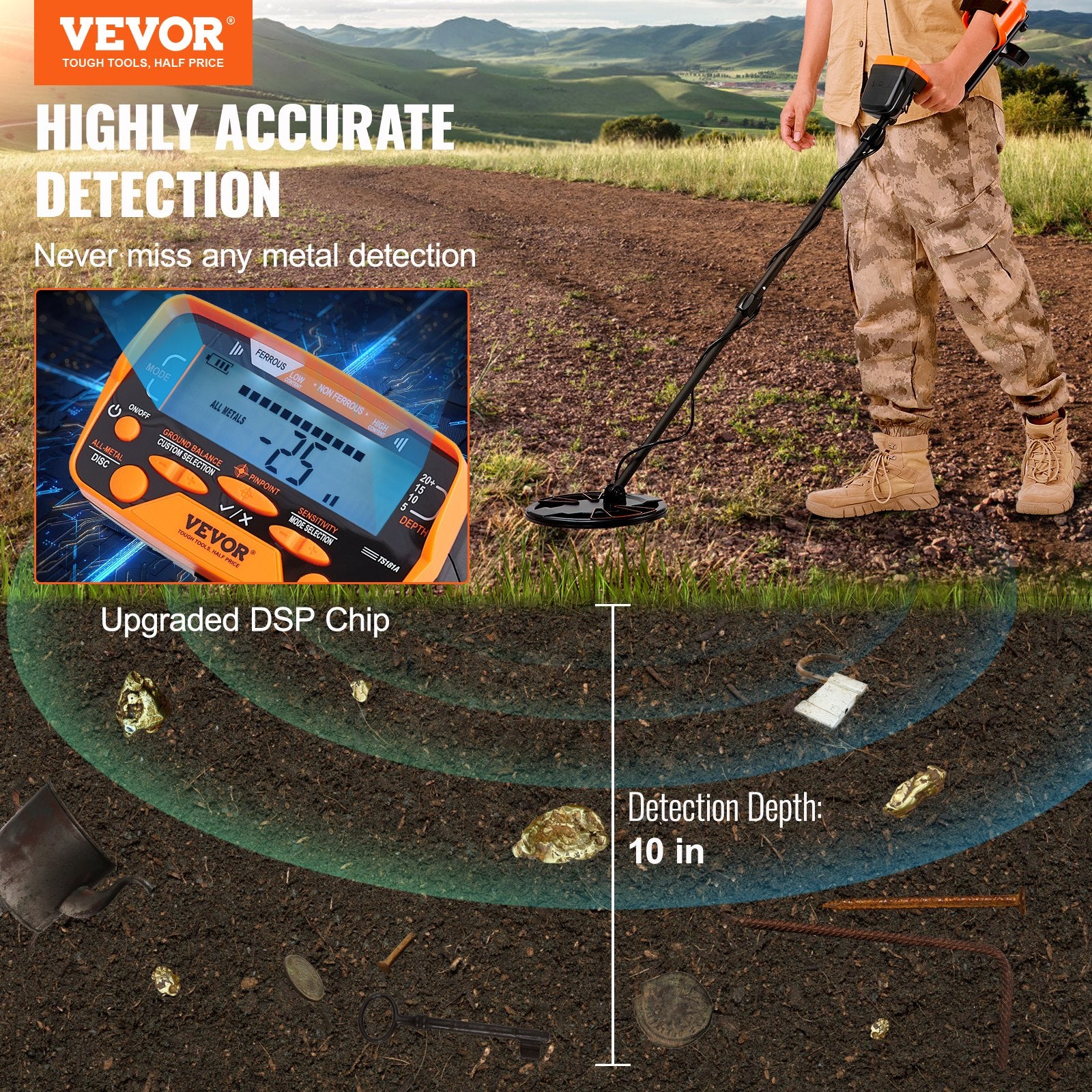 Professional Metal Detector Waterproof LCD MultiMode Treasure Hunt