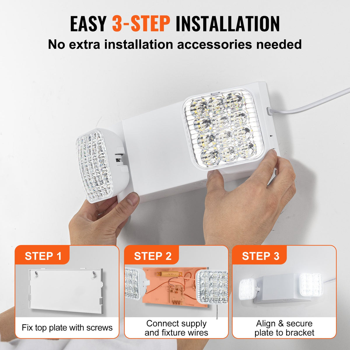 24Pack Commercial Emergency Light 3W White LED 180-Min Backup Ceiling/Wall Mount