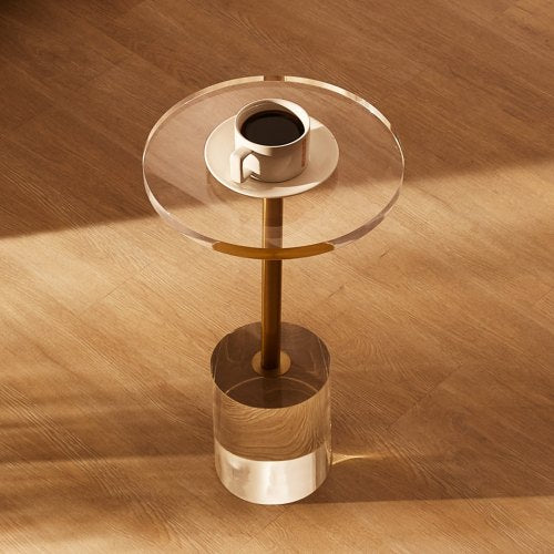 VEVOR Clear Acrylic Round End/Side Table 11.9 x 11.9 inch for Living Room
