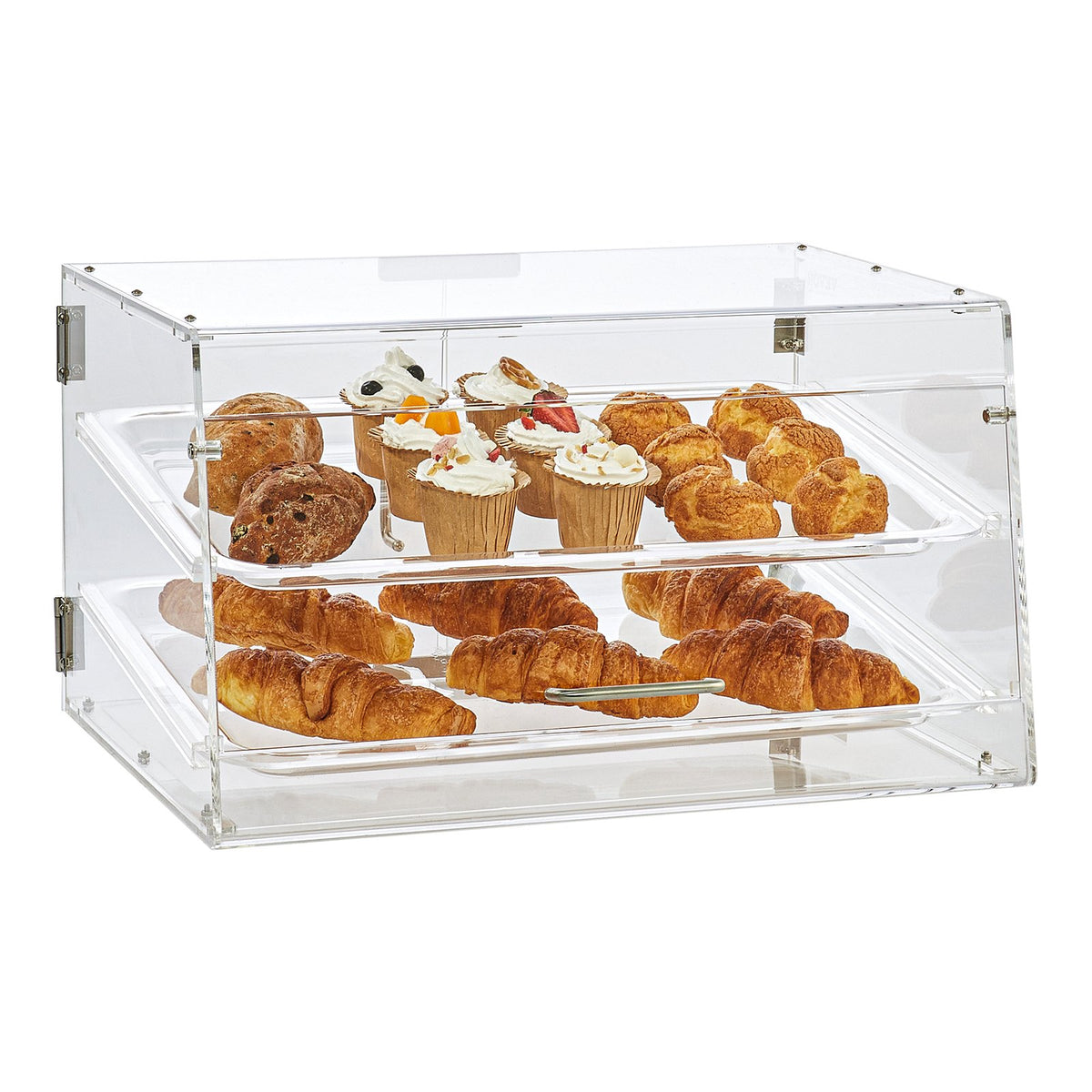Pastry Display Case 2-Tier Commercial Countertop Acrylic with Rear Door