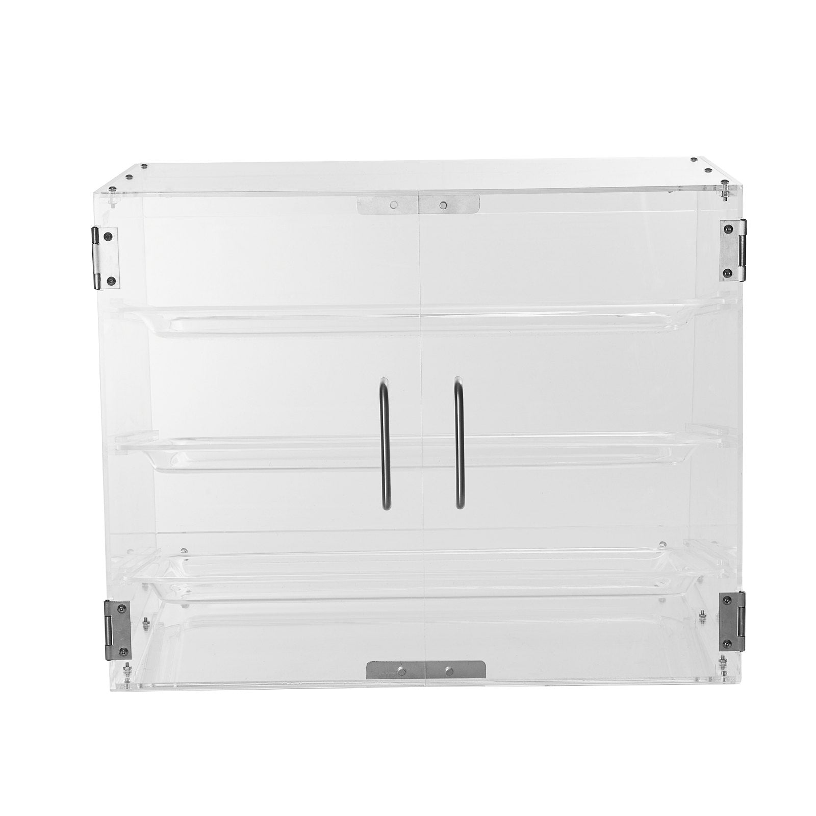 Pastry Display Case Commercial 3-Tier Acrylic Box Rear Door Removable Shelves