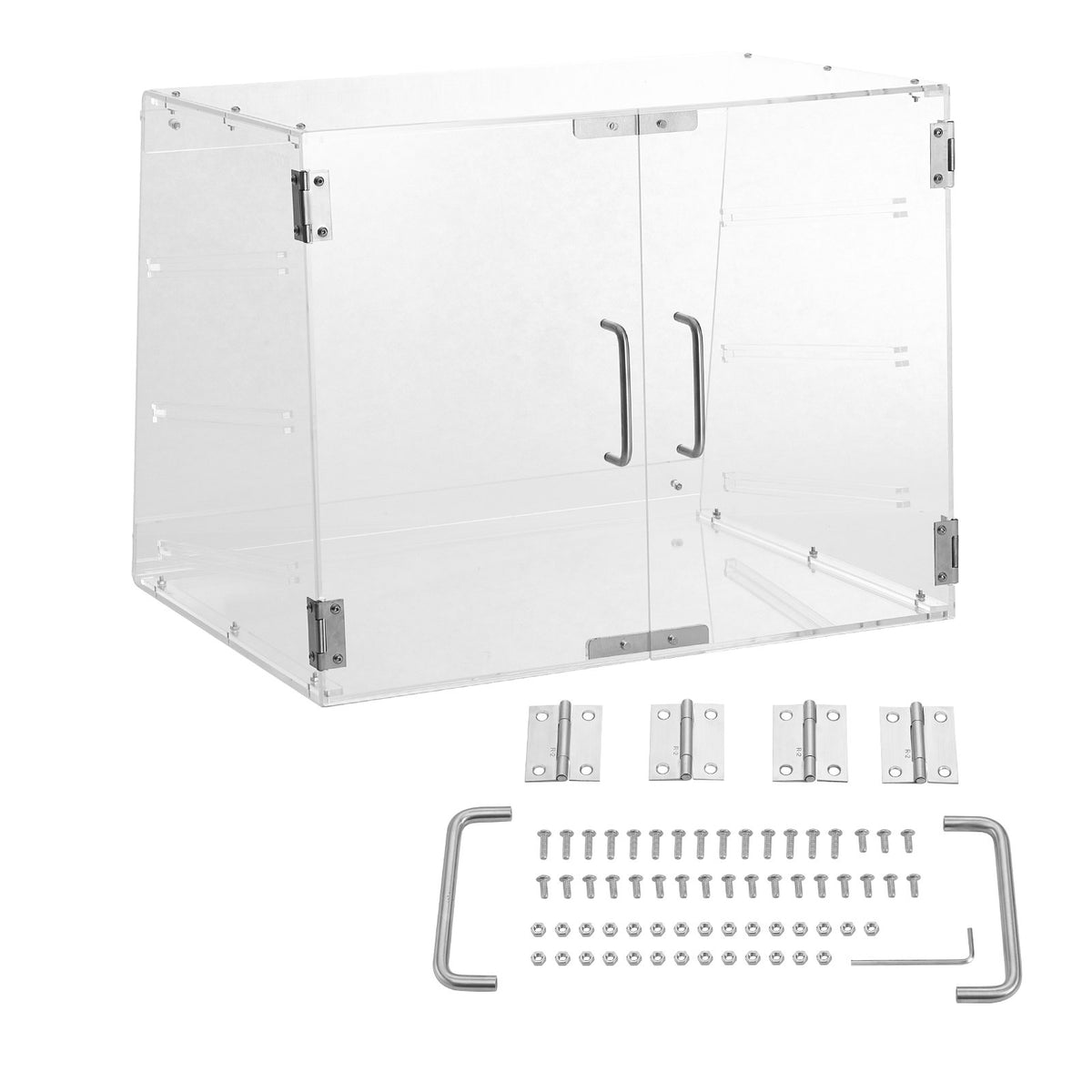 Pastry Display Case Commercial 3-Tier Acrylic Box Rear Door Removable Shelves