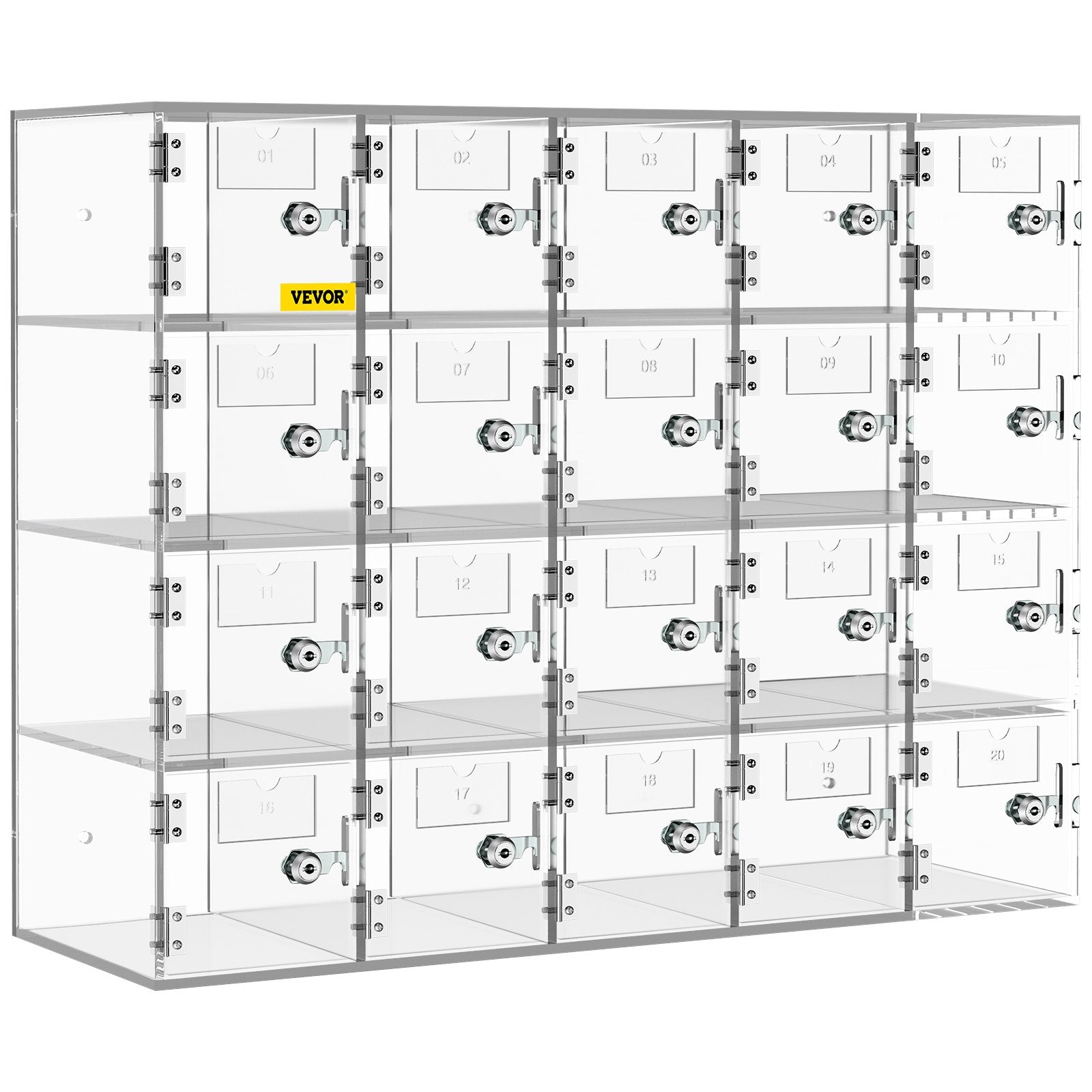 Cell Phone Storage Locker 20-Slot Acrylic Wall-Mounted with Locks and Keys Clear