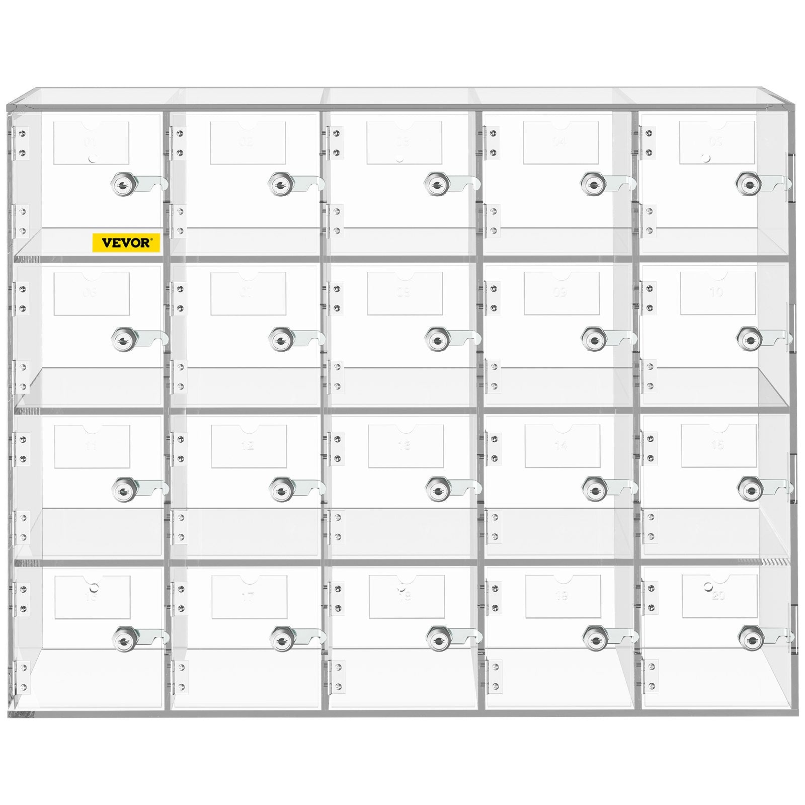 Cell Phone Storage Locker 20-Slot Acrylic Wall-Mounted with Locks and Keys Clear