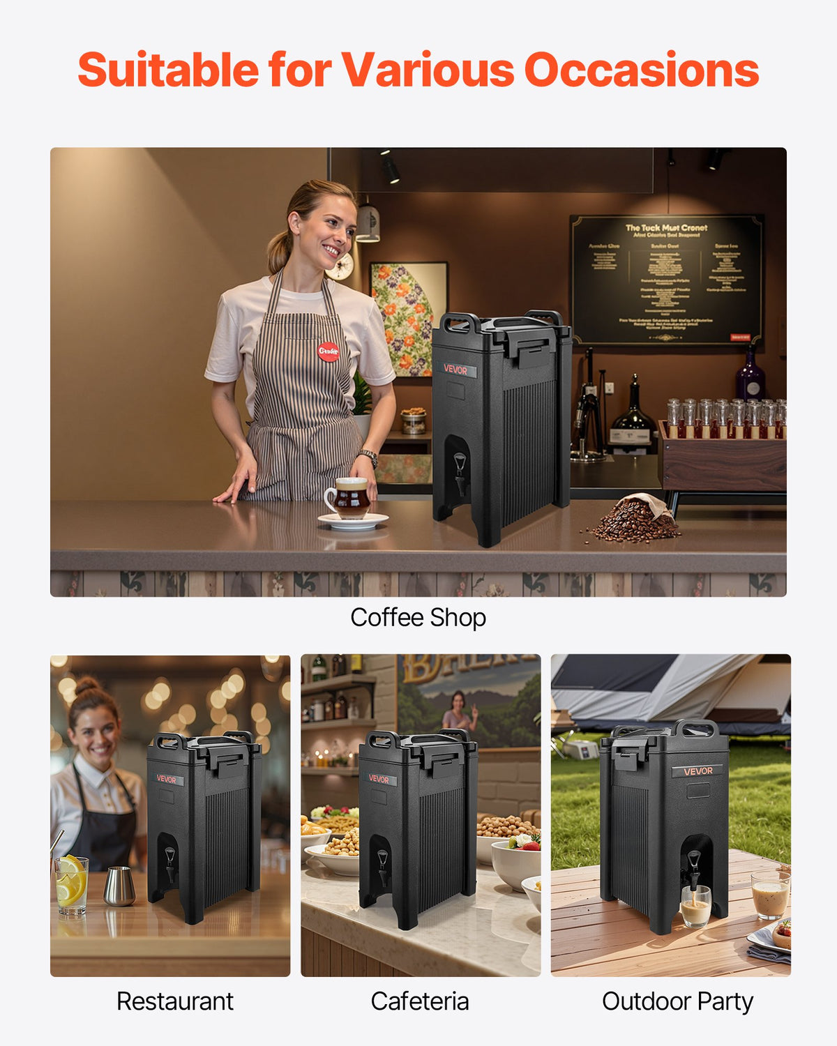 Insulated Beverage Dispenser 5 Gal 19L Hot Cold Server Spigot 2 Pack Black