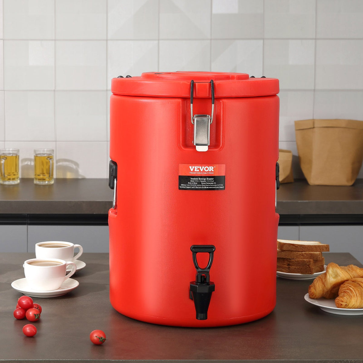 17.2L Stainless Steel Insulated Beverage Dispenser with Spigot and Handle
