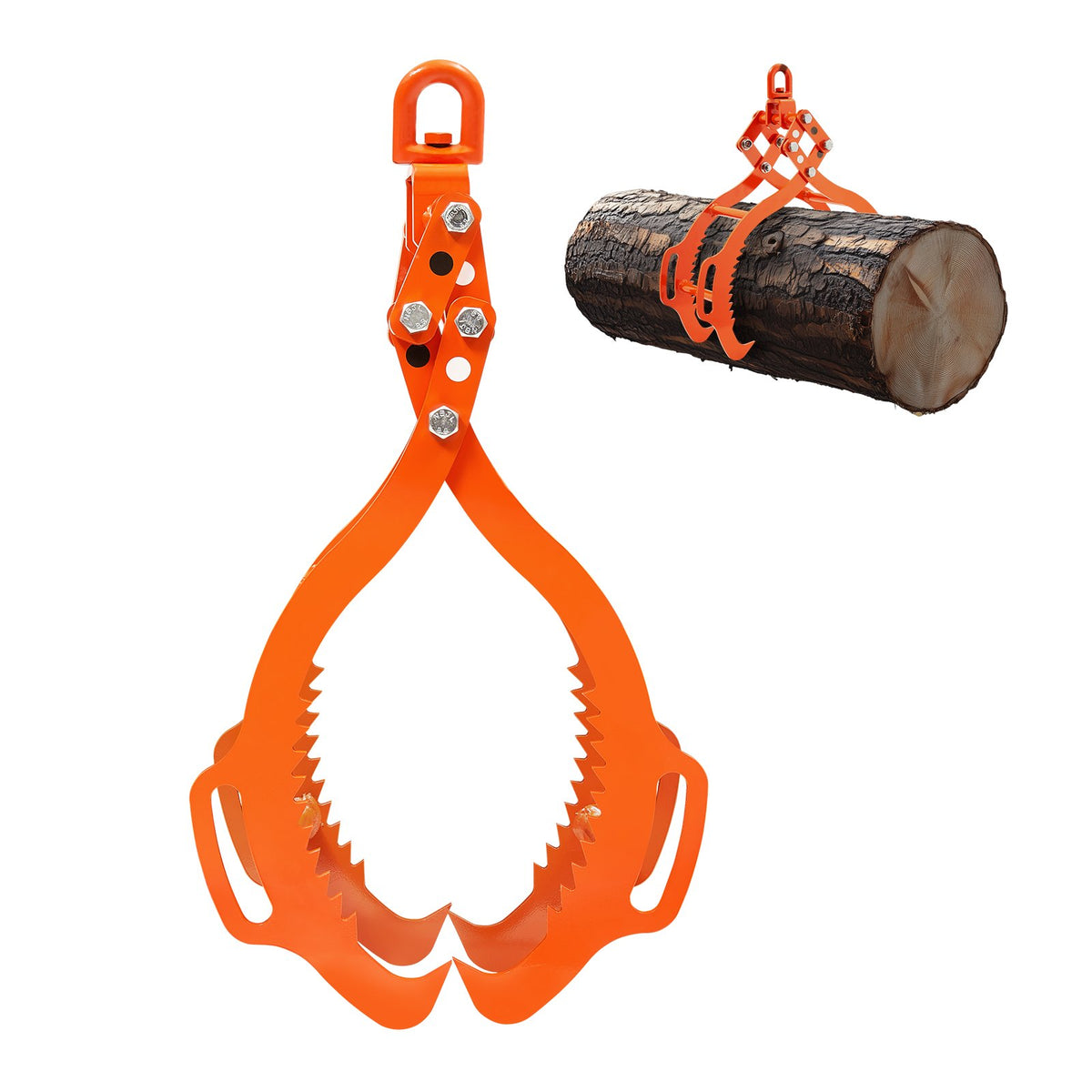 Log Lifting Tongs 711mm 4-Claw Heavy Duty Steel 1000KG Swivel Eagle Claw Design