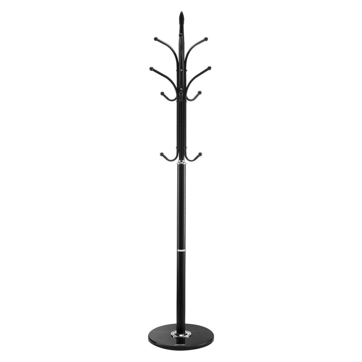 Coat Rack Freestanding Marble Base 6 Hooks Entryway Bedroom Office Modern Stand