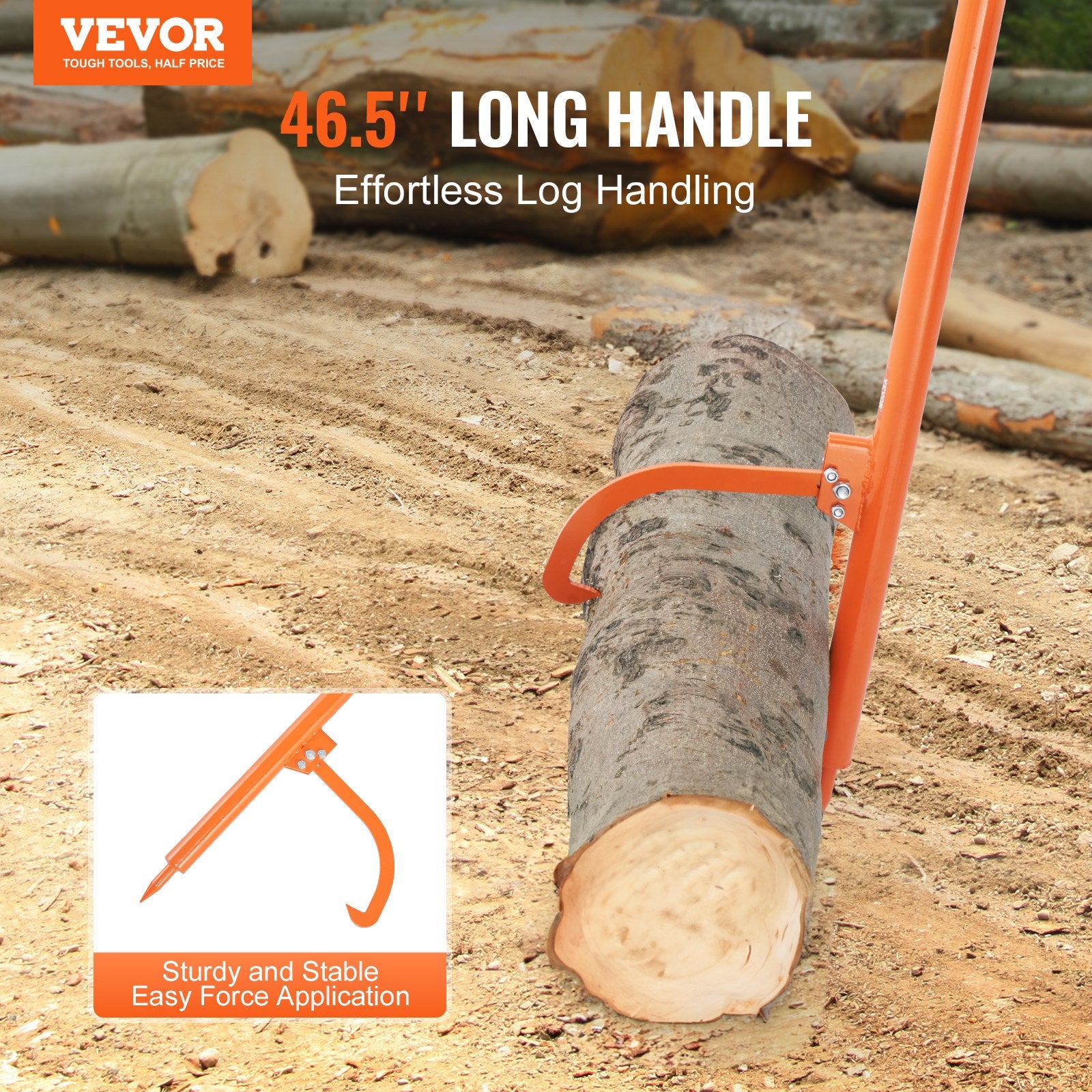 46.5" Log Peavey Heavy Duty Steel Log Roller Lifter Tool