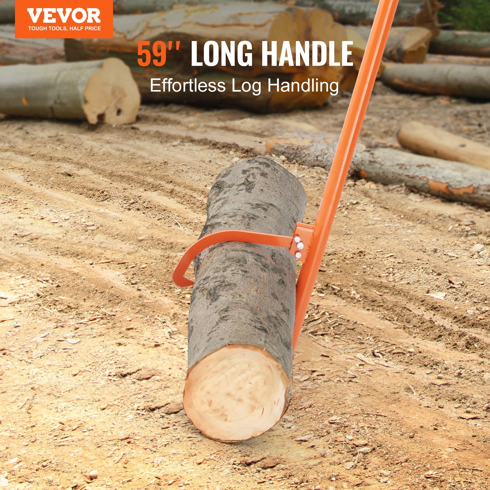 Cant Hook Tool, 59 in, Heavy Duty Steel Log Roller and Log Lifter for 32" Logs