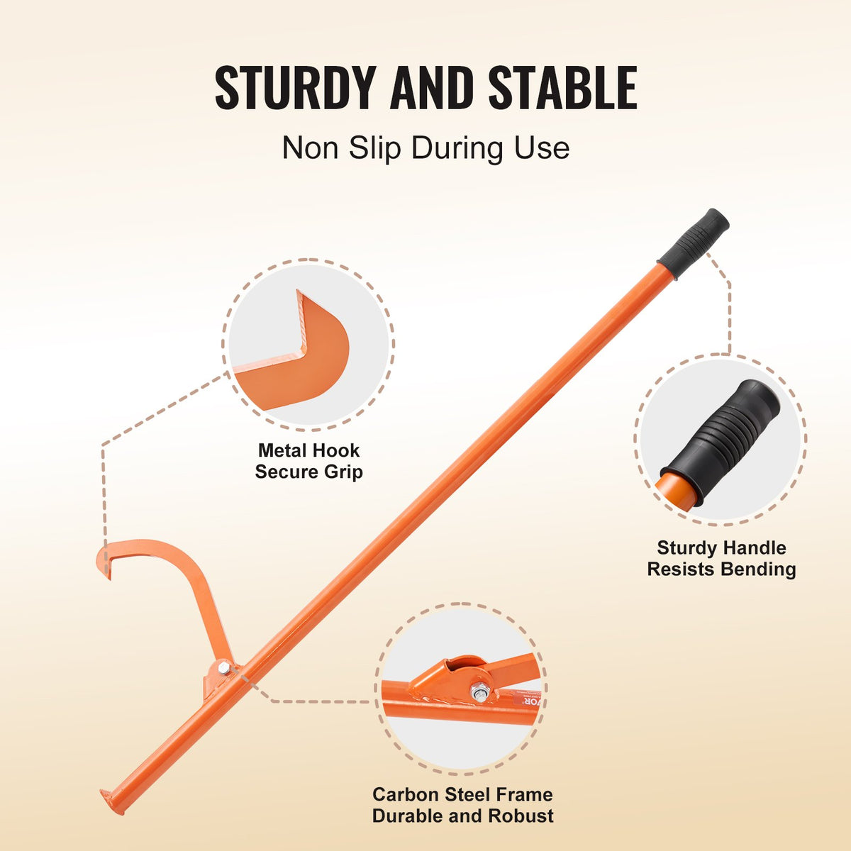Cant Hook Tool 46.5" Heavy Duty Steel Log Roller Timber Jack Dual Function
