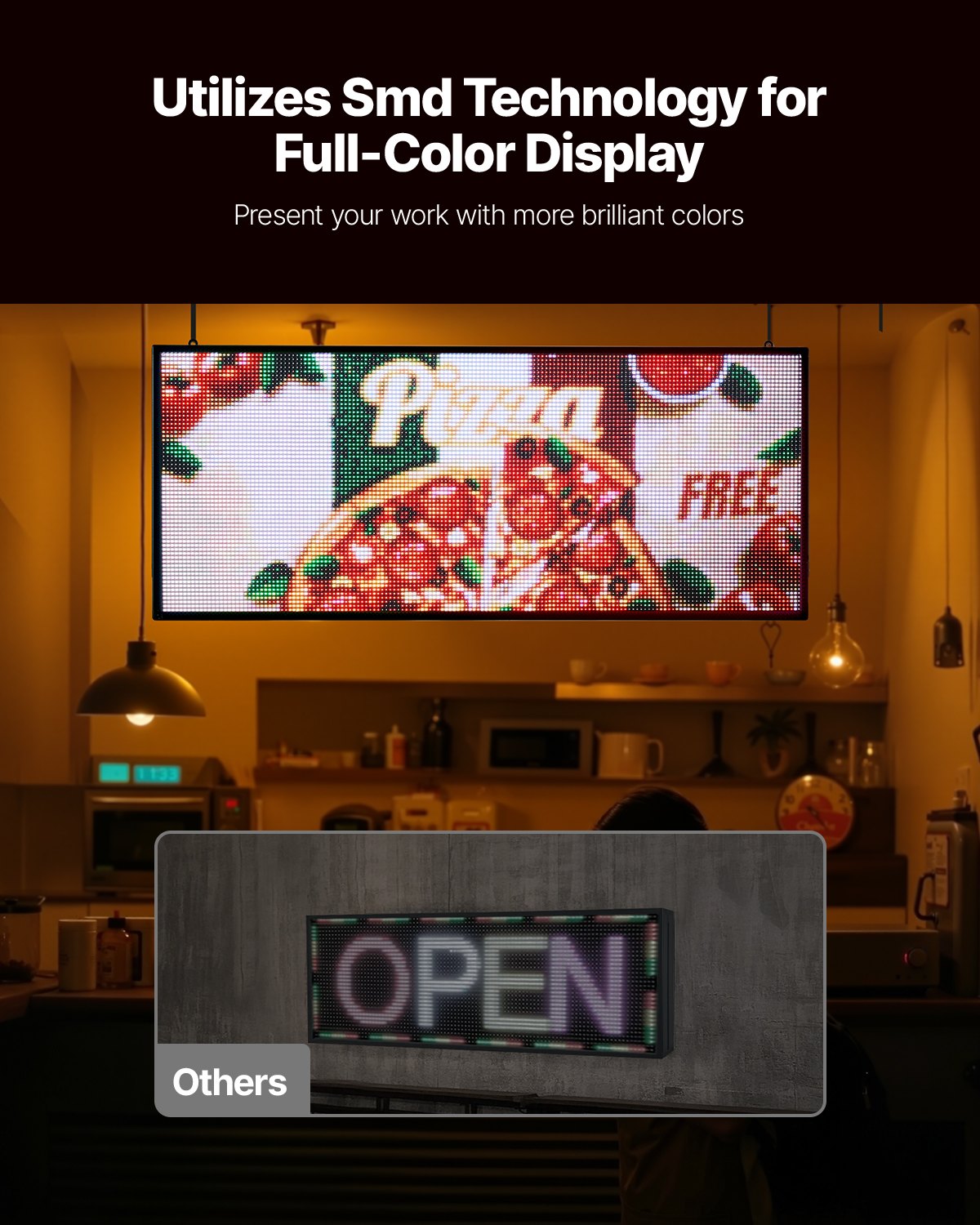 Programmable LED Sign P6 Full Color Scrolling Panel 40x18in Bluetooth APP