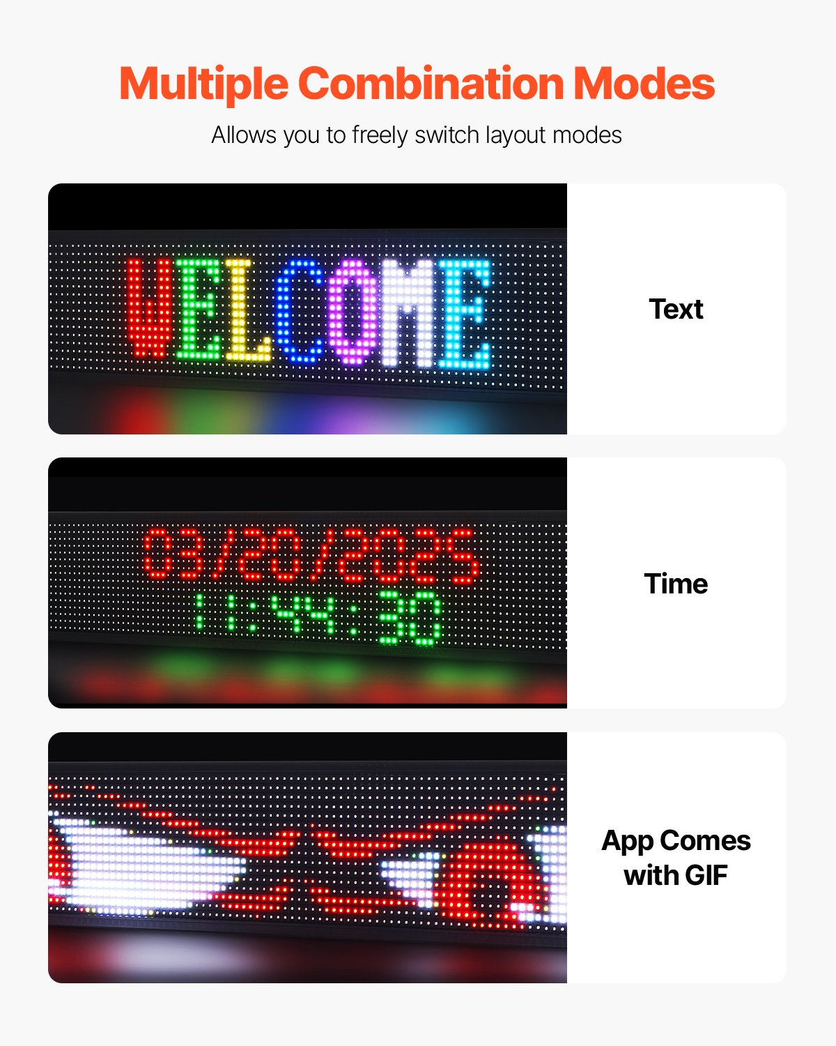 Programmable LED Sign P10 Full Color Flexible Digital Scrolling Board 52x8"