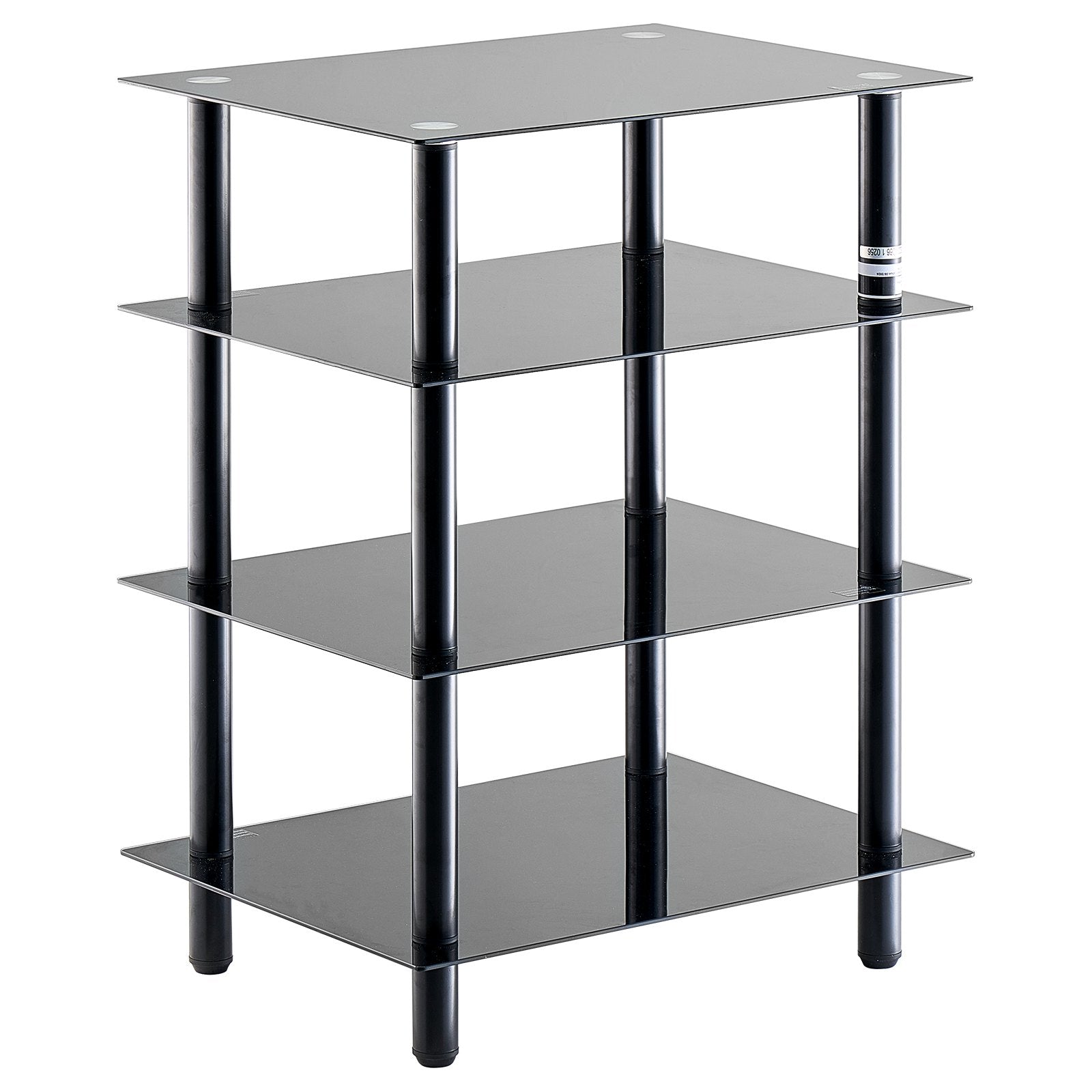 4-Tier AV Media Stand Tempered Glass Shelves Storage Cabinet Gaming Room