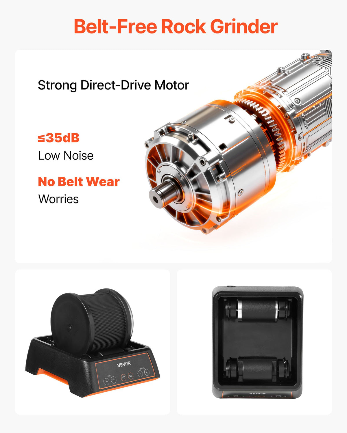Rock Tumbler 0.45kg 4-Speed Timer Direct Drive Motor Polishing Kit for Gemstones