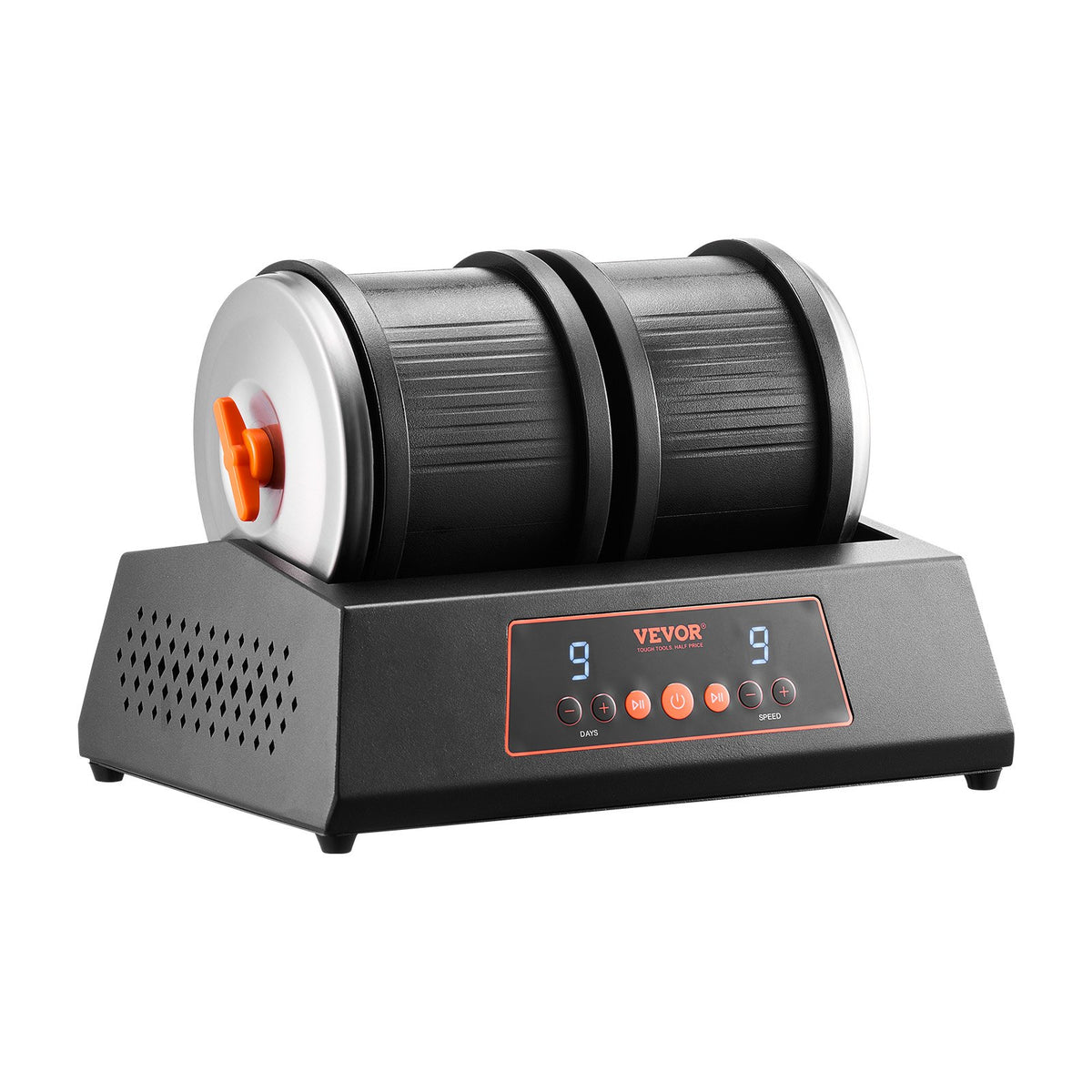 Rock Tumbler Machine 8lbs Dual Barrel 9-Speed 9-Day Silent Polisher Black