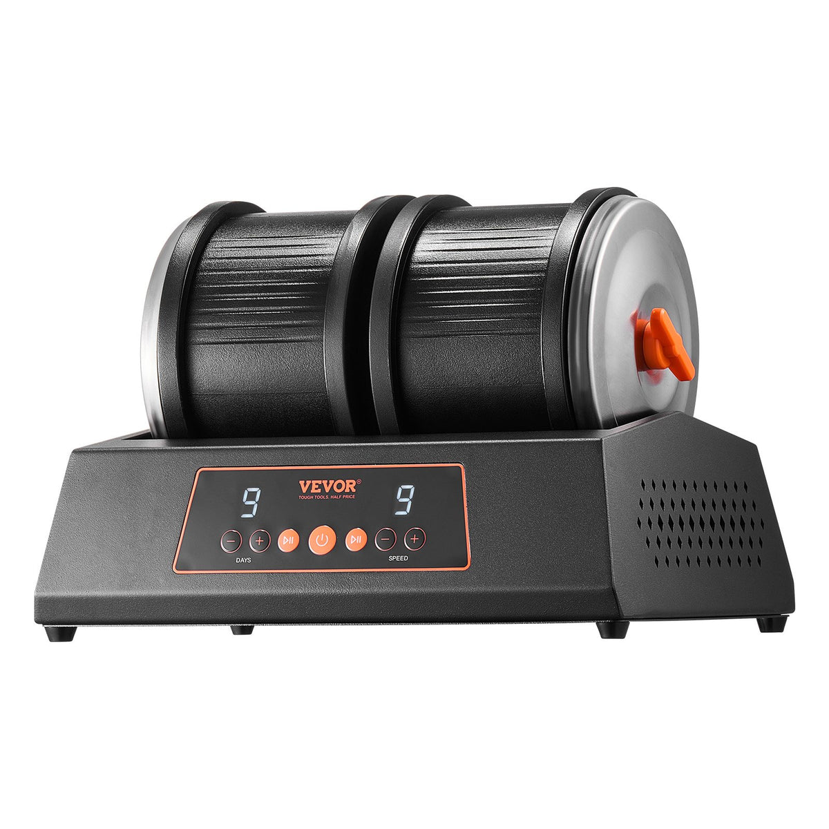 Rock Tumbler Machine 8lbs Dual Barrel 9-Speed 9-Day Silent Polisher Black