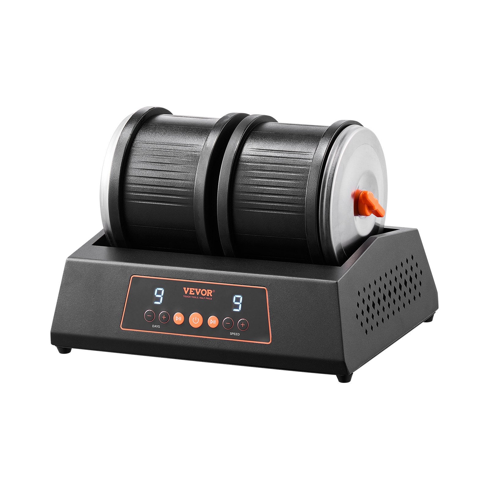 Rock Tumbler Machine 8lbs Dual Barrel 9-Speed 9-Day Silent Polisher Black