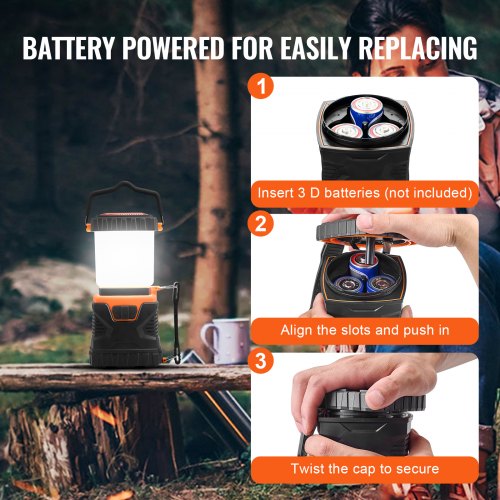 VEVOR Battery Powered LED Camping Lantern 1000LM 360° Light for Hiking, Fishing