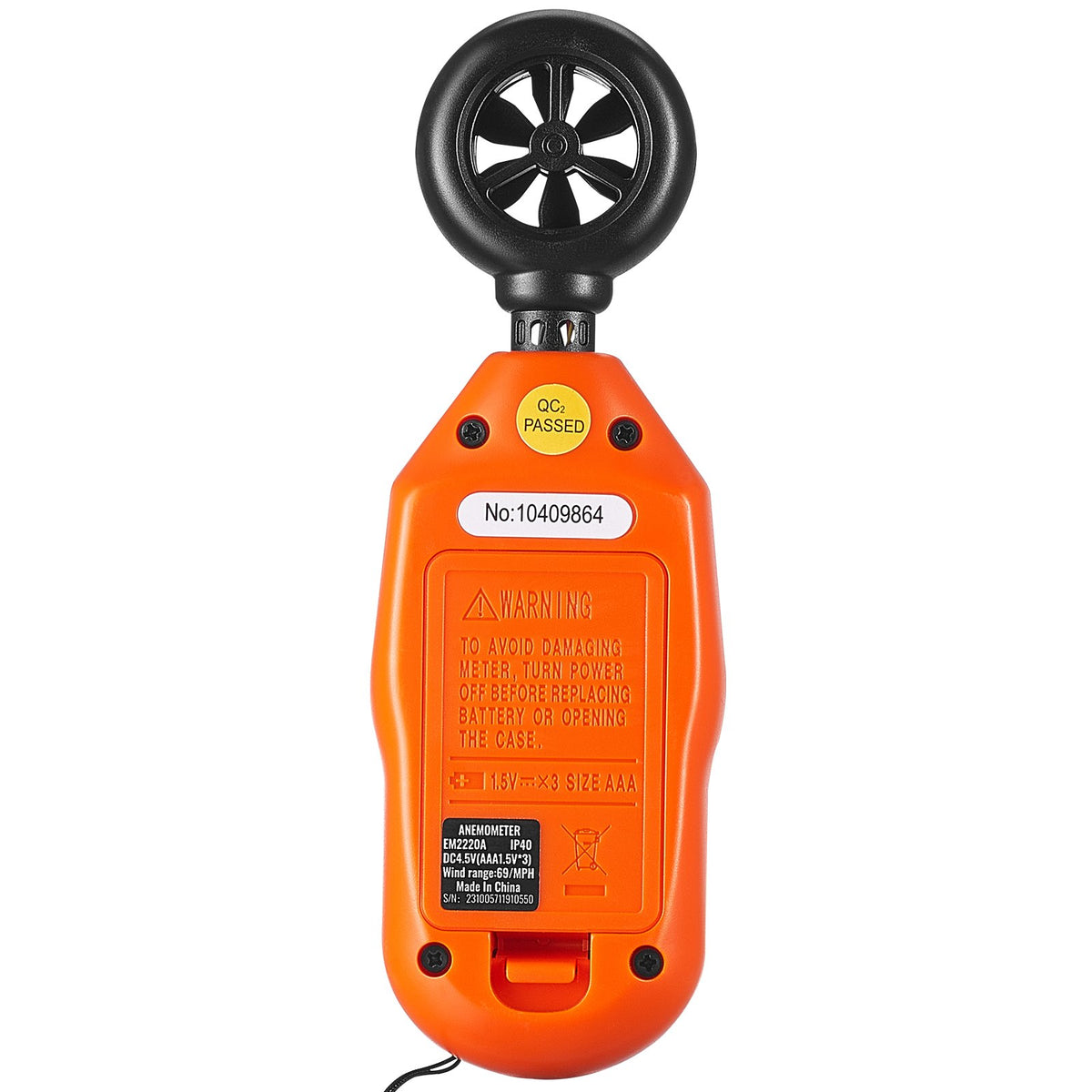 Handheld Anemometer Digital Wind Speed Meter -10℃ to 45℃ with LED Screen